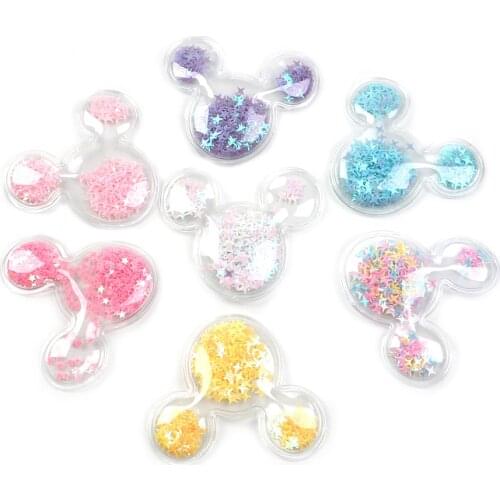 5pcs Cartoon Transparent PVC Filling Sequin Appliques for DIY Headwear Hair Clips Bow Accessories,5Yc7216