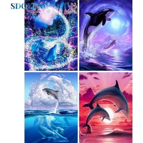 SDOYUNO 5D DIY Diamond Painting Animals Full Square/Round Diamond Embroidery Cross Stitch Doplin Mosaic Handmade Home Decor
