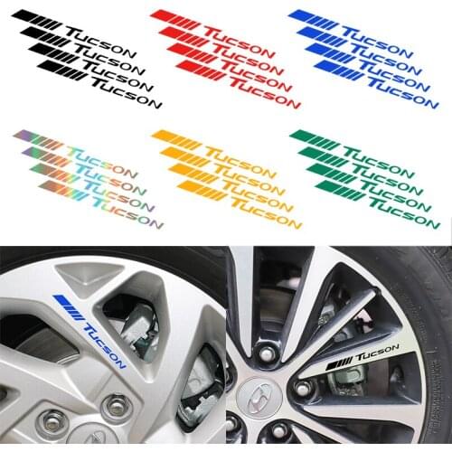 Car styling 4Pcs/Lot Car Tyre Wheel Emblem Decal Badge sticker accessories for hyundai Tucson 2014 2016 2018 2019