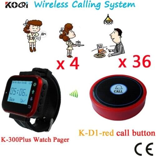 Wireless Pager Calling System Ycall Best Price Of Watch Wrist Pager With Call Button CE Passed(4 watch+36 table call button)