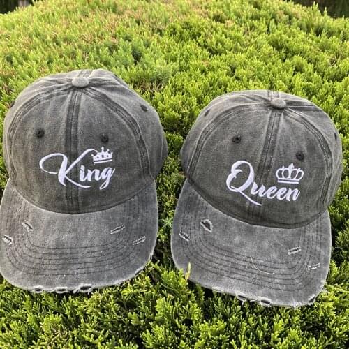 New Embroidered Letter King Queen Baseball Cap Couple Vintage Shading Outdoo Hats Adjustabll Caps Fashion Unisex Hip Hop Hat