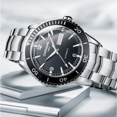 Japan MIYOTA Movement Carnival Automatic Mechanical Brand Mens Watches Fashion Army Sports Waterproof Luminous Watch Steel 2017