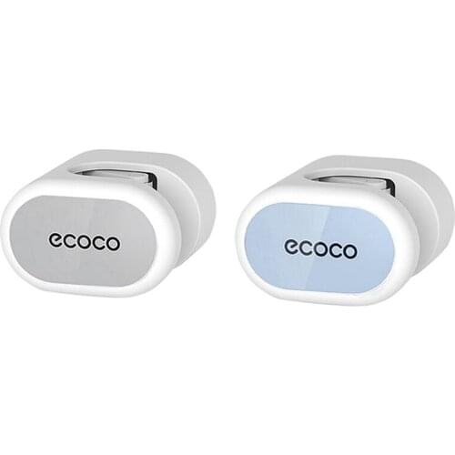 Ecoco 2 Pcs Mop And Broom Holder Perforated Free Wall-Mounted Mop Holder Household Storage Rack,Gray & Blue