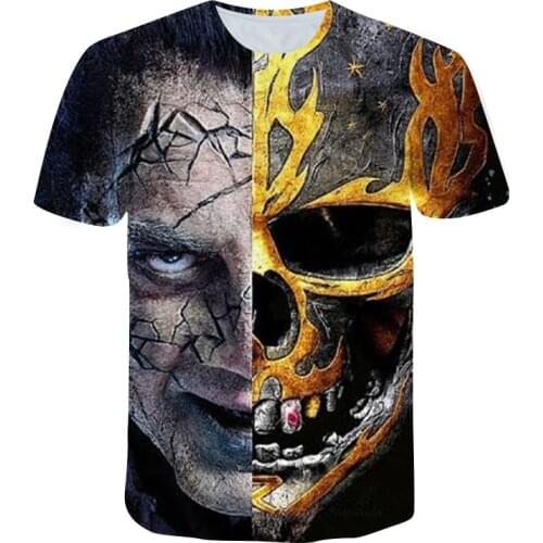Horror Skull T-shirt 3D Men Summer Tops Street Fashion Fashion Mens Clothes Oversized Casual Shirts