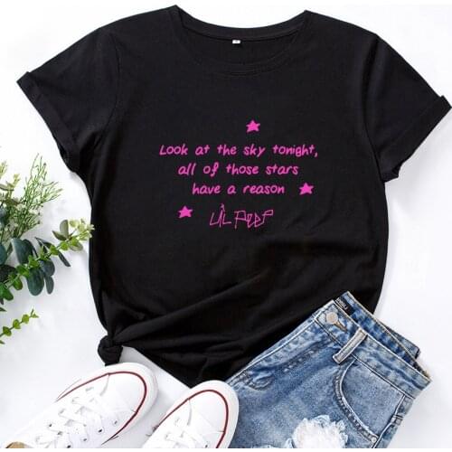 Look At The Sky Tonight Letter T-shirt Women O-neck Cotton Short-sleeved Women T Shirts Summer Casual Fashion Camisetas Mujer