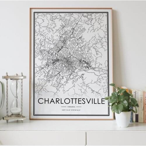 CHARLOTTESVILLE Virginia VA USA city map Nordic Living Room Decoration Canvas Poster Modern Home Decor Art Print Painting