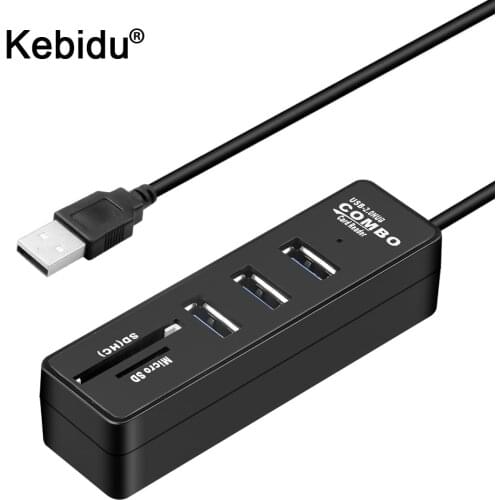 Kebidu 2 in 1 Combo Super Speed USB 2.0 3 Port Splitter HUB+USB Card Reader Without driver