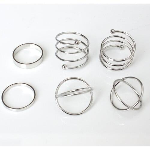 6pcs/set Fashion Korean Simplicity Ring For Women Simple Pop Jewelry 2021 Fashion Gold Rings Women Wholesale