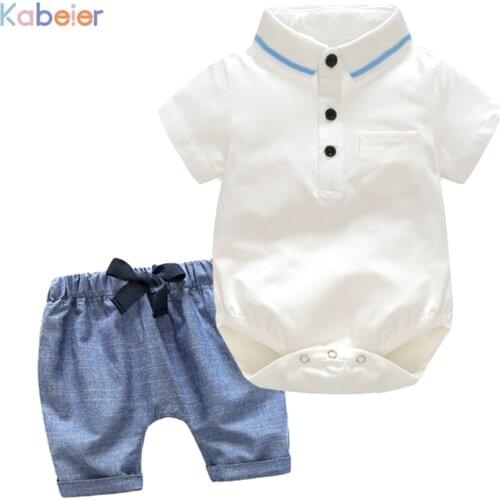 Newborn Boy Clothing Set Cotton White Romper + Half Shorts 6-24M Baby Suit Infant Romper Summer Kids Outwear Clothes Sets