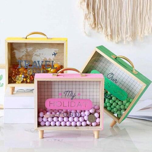 Coin Cash Bank Art Of Fresh Wood Money Piggy Bank Bedroom Desk Decoration Miscellaneous Ornaments Storage Box Accessories