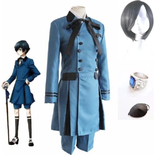 Black Butler Cosplay Japanese Anime Kuroshitsuji Ciel Phantomhive Emboitement Sebasti Aristocrat Cosplay Costume Accessories