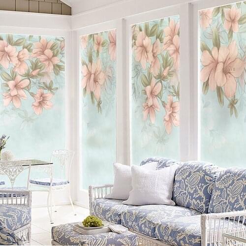 Frosted window paper window flower sticker glass film balcony window static sunscreen film garden