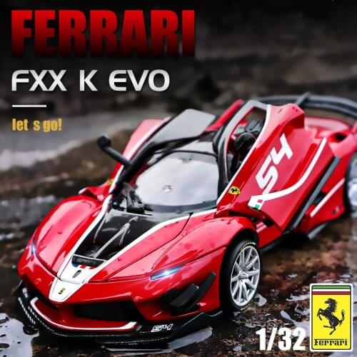 Bburago 1:32 Ferrari FXX K EVO Acoustic and Light Control Acrylic Transparent Cover Model Alloy Car Alloy Model Collection Gift