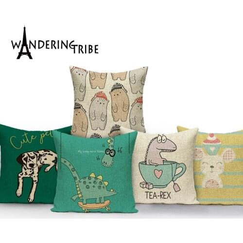 Cartoon crocodile print cushion cover nordic decor Pillowscase anime pillowslip kawaii cushion case linen chair pillow cover