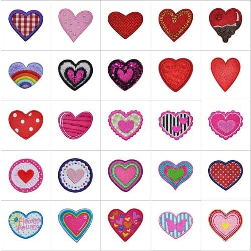 New Love Heart Clothing Patches Colorful Embroidered Badge Sewing Patch Clothes Applique Iron on Garment Accessories DIY Dress