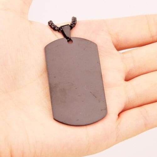 Charm Mens Black Tone Dog Tag Women Mens Stainless Steel Titanium Pendant Necklace with free Box Chain