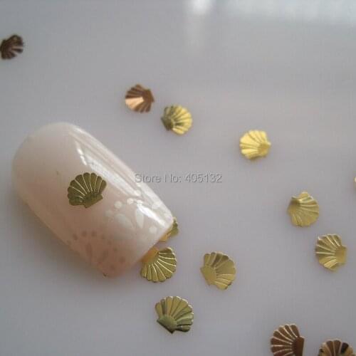 Approx. 1000pcs/bag Metal Sea Series Gold Shell Design Non-adhesive Metal Slices Nail Art Decoration MS-310-2