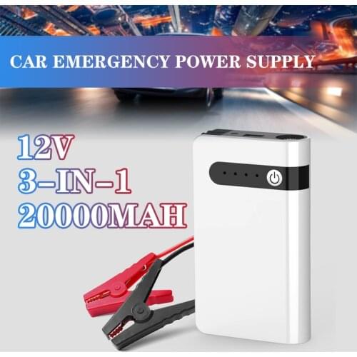 20000mAh 12V Portable Car Jump Starter Emergency Battery Booster Powerbank Waterproof with LED Flashlight 3-In-1 USB Port