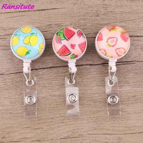 R2055 1pcs Hot Fruits Watermelon Strawberry Lemon Badge Reel Clip Student Worker Friends Exquisite IC Card Badge Holder Gift