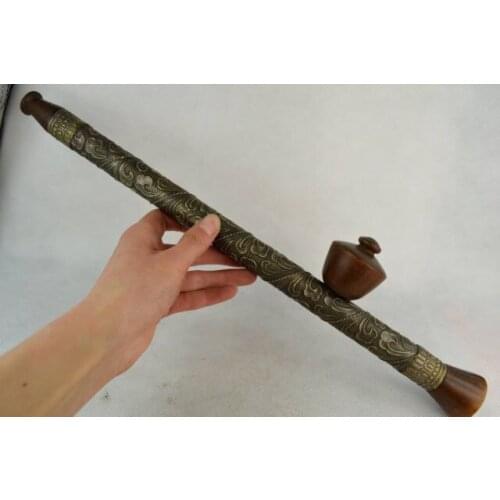 Rare old handmade bronze flower decoration smoking paraphernalia