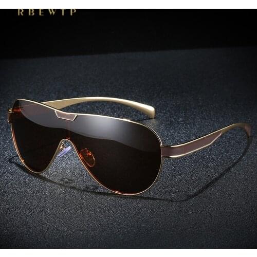 RBEWTP Unisex Brand 2019 Pilot Sunglasses Men Polarized Driving One Lens Oversized Sunglasses UV400 Frame Eyewear Gafas De So