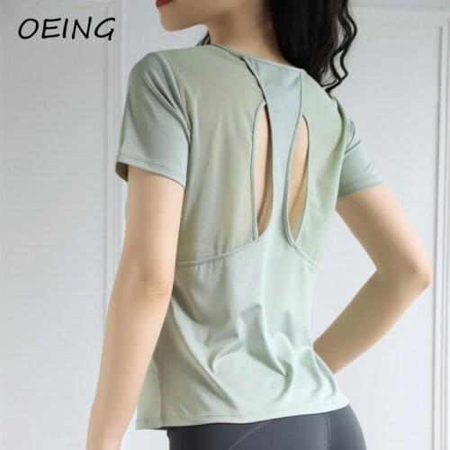 Short Sleeve Activewear Tops Yoga Gym Workout Mesh Open Back Top Exercise Clothes