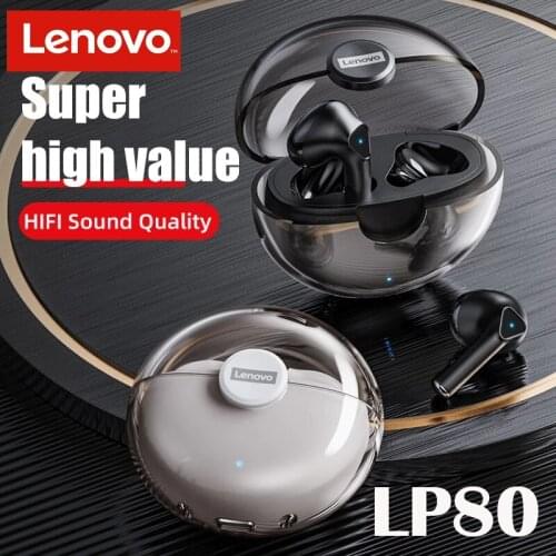 Lenovo LP80 TWS Wireless Bluetooth-Compatible Earphones Touch Control Headphones Noise Reduction Dual Mic HD Stereo Headsets