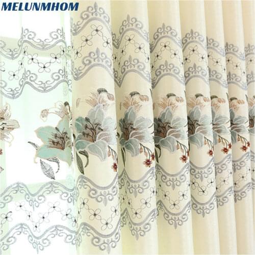Top Fashion Special Offer Cortina European Luxury Hollow Soluble Embroidery Screens For Living Room Bedroom Sheer Custom
