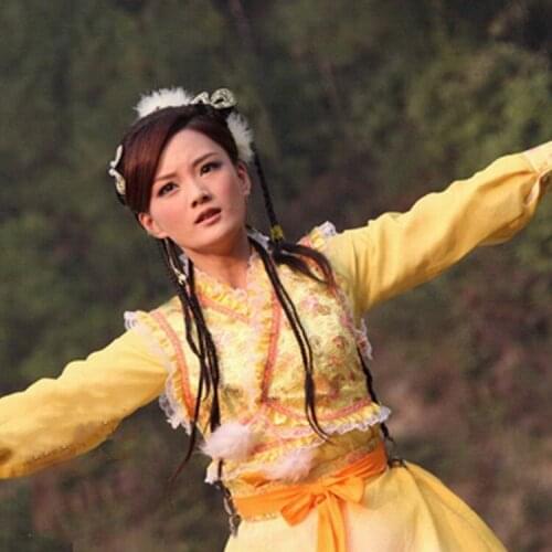 XinZi Bai Xue Rabbit Fairy Imitate Version Yellow Costume Hanfu for TV Play The Legend of Crazy Monk Performance Photography