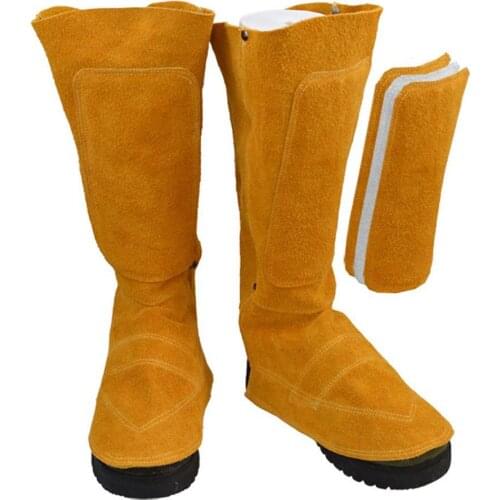 Welders Feet And Shins Cover Boots Cowhide Protector Anti-fire Insulation Sputtering for Welding Metallurgy Feet Protection