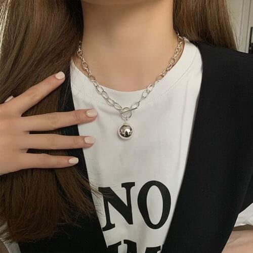 VENTFILLE 925 Sterling Silver Round Bead Necklace Couples Accessories New Fashion Vintage Hip Hop Geometric Pendant Jewelry