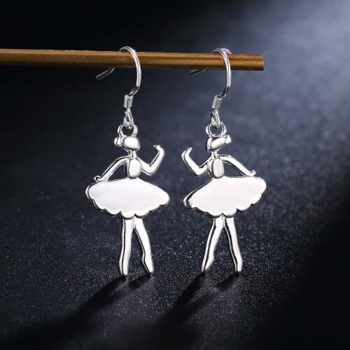 Hot New 925 Sterling Silver Earrings for Women Jewelry Dancing girl Earrings Christmas Gifts wedding party