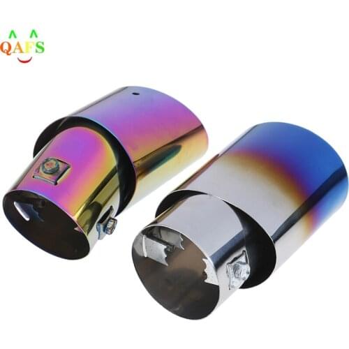 1X Stainless Steel Car Auto Round Exhaust Muffler Tip Pipe Universal Chrome Trim Modified Car Rear Tail Throat Liner Car Styling