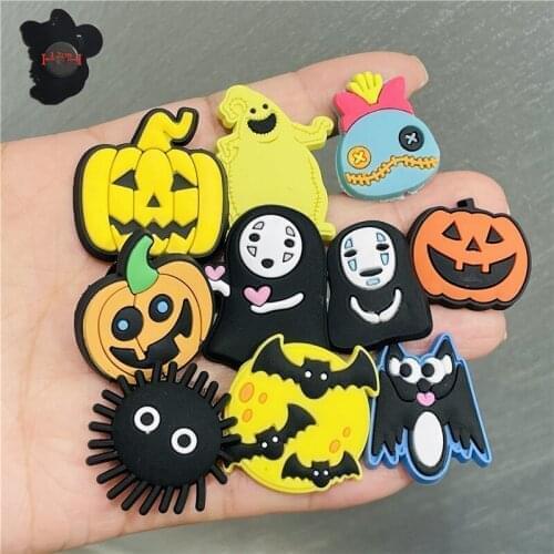 10PCS PVC Cute Cartoon Fridge Magnetic Sticker Pumpkin Briquettes Bat Refrigerator Magnets Halloween Gifts Office Supplies