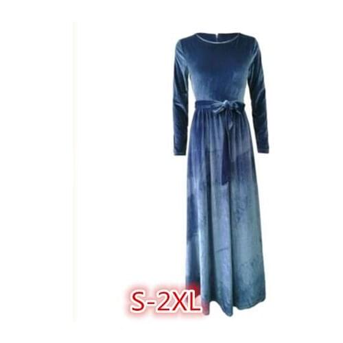 2018 Autumn Women Velvet Dress Long Sleeve Party Dress O- neck Vintage Retro Dresses Fashion Slim Vestidos