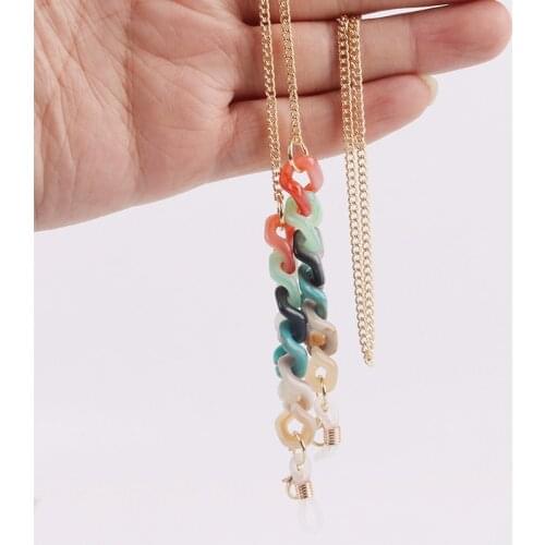 55cm Acrylic Sunglasses Chain Women Anti Slip Reading Eyewears Ribbon Clip Mask Holder Neck Strap Lanyard Eyewear Lanyard Gifts