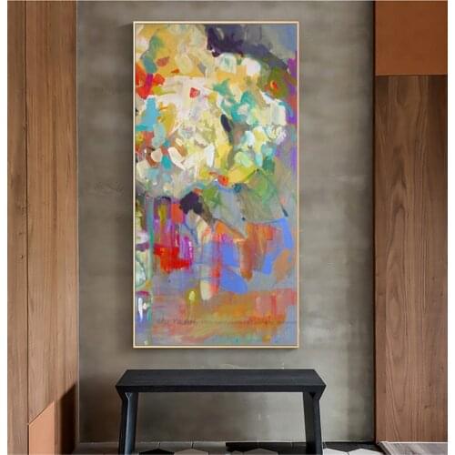 Abstract flower Painting canvas White Modern abstract canvas painting decorative picture for living room Vertical wall art decor