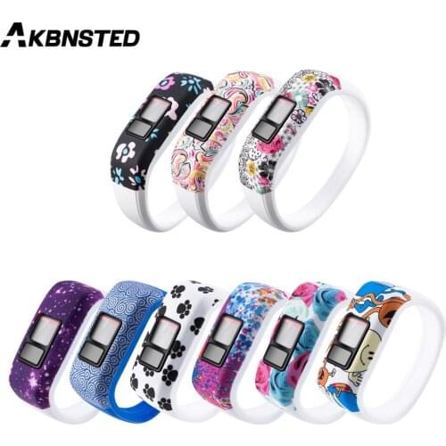 AKBNSTED For Garmin Vivofit JR/JR2/Vivofit3 Children Smart Band Camouflage Cute Silicone Strap Replacement Soft Rubber Wristband