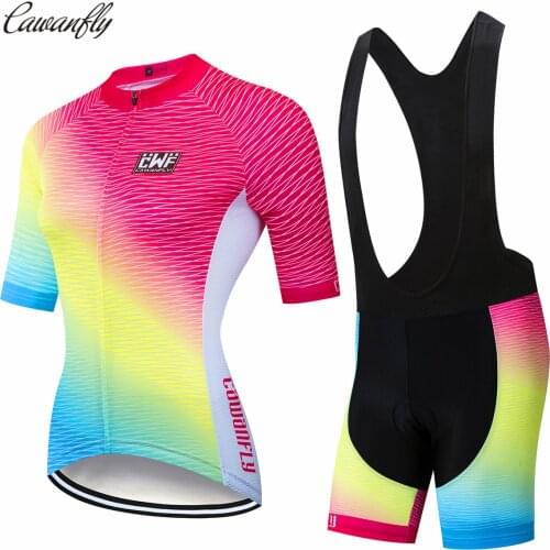 CAWANFLY Pro 2019 Woman Short Sleeve Cycling Jersey Set Sports Outfit Bike Clothing Kit Mtb Maillot Cyclist Bicycle Clothes
