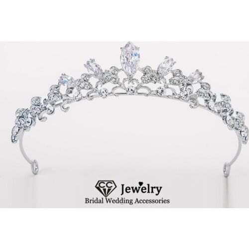 CC Crown Wedding Hair Accessories for Women Engagement Jewelry Bridal Headdress Simple Design Hairwear Tiaras and Crowns HS105