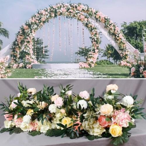 DIY 1M Custom Artificial Wedding Flower Wall Backdrop Arrangement Supplies Silk Rose Peony Fake Flowers Row Decoration for Arch