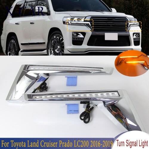 X-CAR Car LED Turn Signal Light Front Bar Lamp Yellow Car Styling For Toyota Land Cruiser Prado LC200 2016 2017 2018 2019