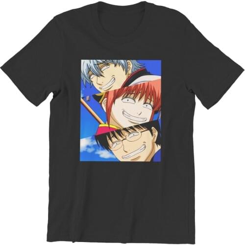 Men GinTama Yorozuya Sakata Katsura Amanto Anime T-Shirts Funny Tops Cool Pure Cotton Tees Harajuku TShirt