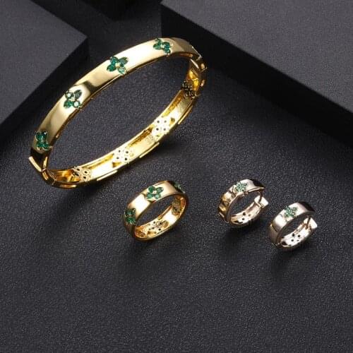 Janekelly 3pcs Bridal Zirconia Full Jewelry Sets For Women Party, Luxury Dubai Nigeria CZ Crystal Wedding Jewelry Sets