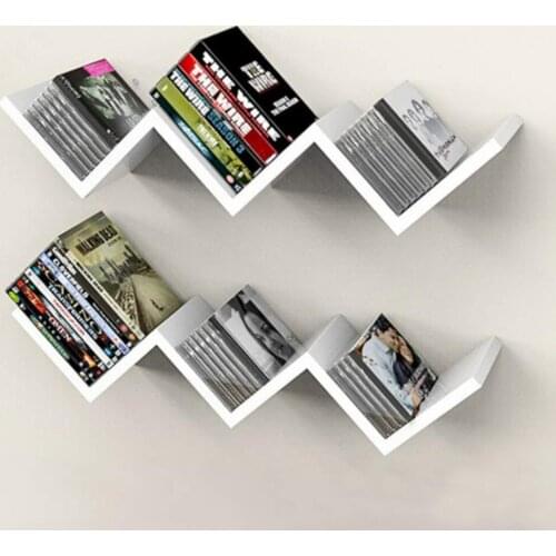 Creative clapboard shelf, wall shelf, W wall bookshelf, 3