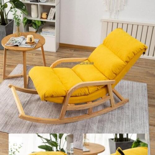 Balcony solid wood rocking chair recliner for adults Nordic leisure design lazy sofa simple home adult easy chair