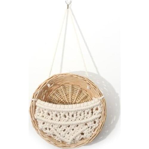 Lace Macrame Wall Hanging Woven Flower Pot Rattan Bohemian Style Decorative Gardening Basket Macrame Plant Hanger