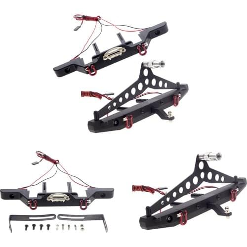 Metal Bumper with LED Lights Winch For Axial Scx10 III 90046 TRX4 RC Crawler