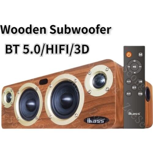 Powerful Wireless Bluetooth Speaker 80W Wooden Subwoofer Boombox for Home Theater Hifi System Soundbar TV Digital Audio COAXIAL