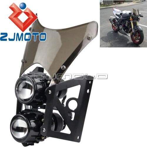 Motorcycle Wind Screen ABS Plastic Twin Headlight Black Bracket Motorcycle Dirt Bikes Projector Dual Sport Headlight